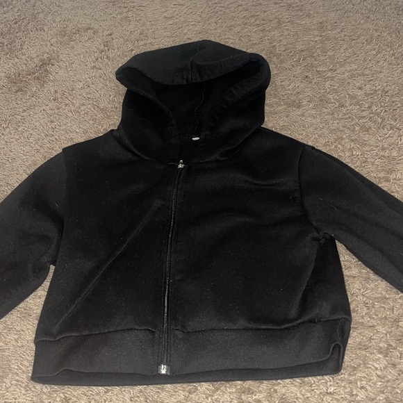 black zip up cropped hoodie - Picture 1 of 3